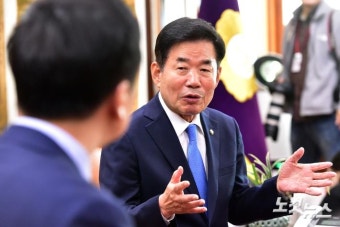 국민의힘 김기현 대표와 만나는 김진표 국회의장