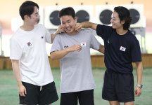 송종호·김서준·이건혁, 男 25m 속사 권총 단체전도 은메달 명중