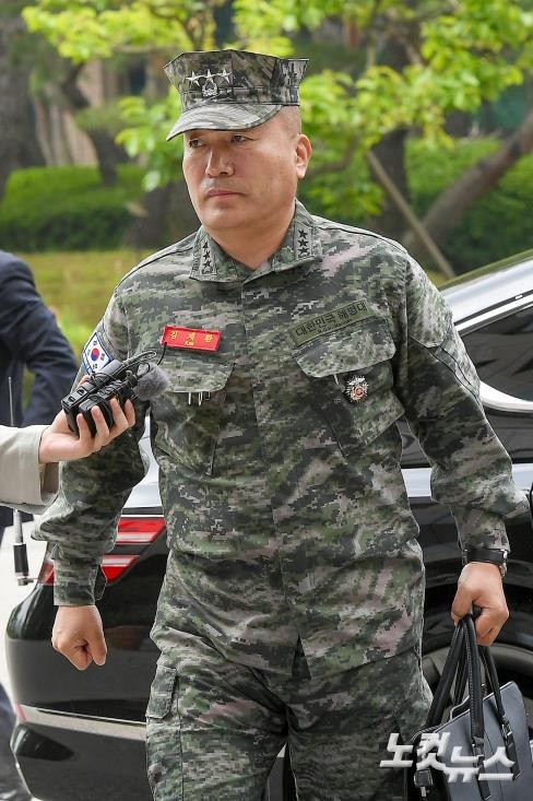 김계환 전 해병대사령관, VIP 격노 위증 혐의로 구속 전 피의자 심문 중