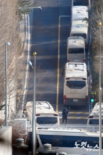 차벽 설치된 대통령 관저