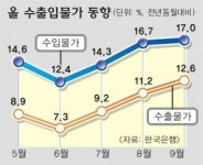 수입물가 17%폭등… 6년만에 최고