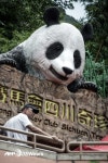 쥬라기 공원인가...거대 판다가 담장 밖을...