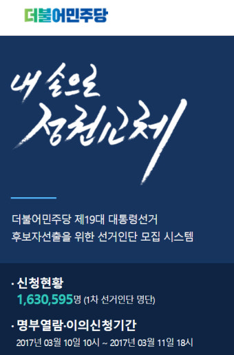 민주당 경선 선거인단 1차 모집 마감…160만명 넘어서