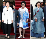 김정숙-멜라니아 여사도 첫 만남…시선 끈 ‘패션 외교’