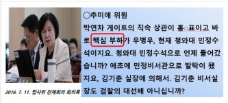 4년전 추미애 ‘핵심부하 우병우’ 발언 지적에 “기억에 없다”