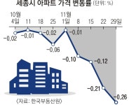 1년 새 1억 이상 빠진 세종… 아파트값 19주 연속 하락