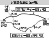 마산외곽선→ 남해선으로