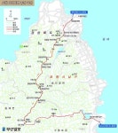 [산&길] <519> 포항 호미지맥 종점 구간 산행지도