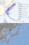 제25호 태풍 콩레이 경로, 한국·일본기상청이 예상한 위치 비교