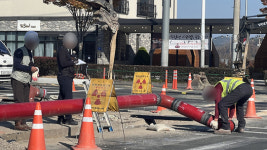 배관 공사장에 난데없는 ‘방사선 경고’