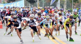 [춘천전국인라인마라톤대회]남자경쟁 42㎞ 김민호씨 우승