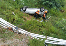 서울양양고속도로 기린3터널 인근에서 차량 5대 연쇄 추돌