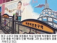 [시민기자의 눈] 학교 담장 벽화 그려주기 수성구 미협 회원들 열정
