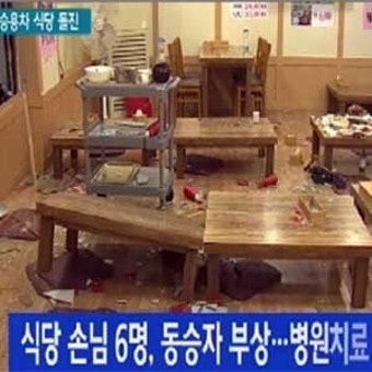 승용차 식당 돌진 7명 부상, 
