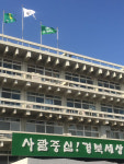 산격동 옛 경북도청에 대구시 깃발 펄럭