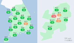 미세먼지 농도, 전국에서 대구만 나쁨 수준…서구 164㎍/m³ 매우나쁨 오후 돼야 회복
