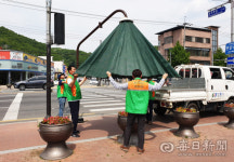 경북 안동시, 이른 무더위에 그늘막 설치 운영