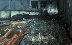 POLAND FIRE MAJDANEK CONCENTRATION CAMP MUSEUM WW2