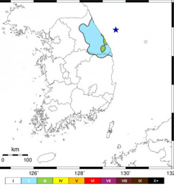 동해시 북동쪽 52km해역서 진도 4.5 규모 지진
