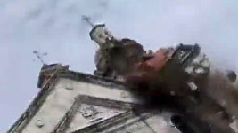 필리핀 세부 강진으로 교회 종탑 와르르