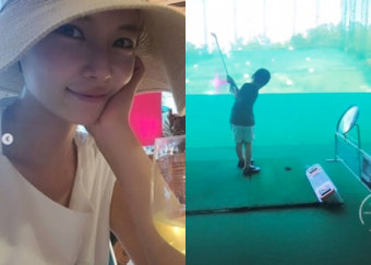 황정음 5세 아들, 아빠 꼭 닮았네..남다른 골프 포즈 [스타IN]