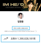 'IM HERO' 폭발적 인기..임영웅 유튜브 채널 총 13억 9천만뷰