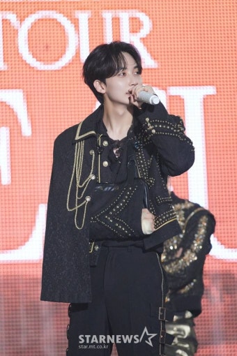 세븐틴 정한, 콘서트서 팔 깁스하고 부상 투혼 