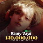 방탄소년단 뷔 슬로우 댄싱·레이니 데이즈 나란히 스포티파이 1억 3천만 돌파