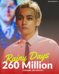 방탄소년단 뷔 레이니 데이즈 스포티파이 2억 6000만 스트리밍 돌파