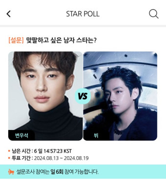 변우석vs뷔..맞팔하고 싶은 男스타는? [스타폴]
