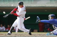 [사진]희생플라이로 타점을 올리는 김재현