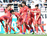 [사진]조영욱 선취골 기뻐하는 U-20 축구대표팀