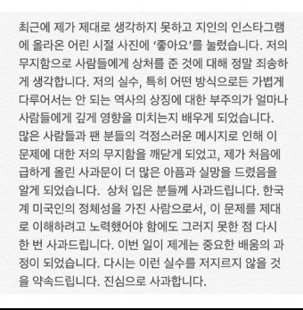 [공식사과 전문] '욱일기 논란' 스티븐연 
