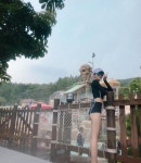 [★SHOT!]"이 비율 실화?"..레인보우 지숙, 워터파크서 10등신 몸매 과시