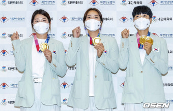 [사진]양궁대표팀 강채영-장민희-안산,'파리올림픽도 기대해주세요'