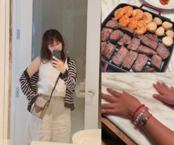 '정형돈︎' 한유라, 남편 없어도 하와이서 진수성찬..쌍둥이는 좋겠네