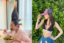 기내식 논란 산다라박, 보란 듯 샐러드 먹방..저 몸매가 괜히 나오는게 아니여