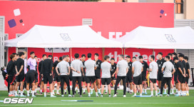 [사진]휴식 김민재 불참 속 훈련 나서는 축구대표팀