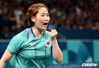 [사진]탁구 이은혜, '득점에 기뻐하며'