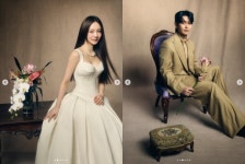 강균성유하진, 명화 웨딩화보 속 눈에 띄는 다이아 반지..