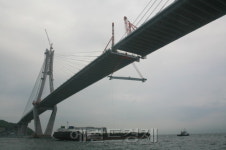 대우건설 부산-거제간 사장교 마지막 상판 성공적 연결