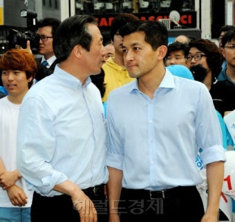 <포토뉴스>홍정욱 의원, 당 지도부와 서울 동작구 지원유세