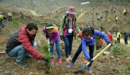 <포토>유한킴벌리, 희망의 나무 심어요