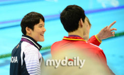 [MD포토] 박태환, 200m 공동 은 쑨양과 절친?
