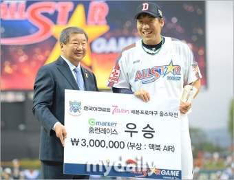 [MD포토] 김현수 '올스타전 홈런레이스 14개 최다기록 우승'