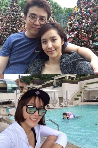 박지윤, 남편 최동석·딸과 함께한 수영장 휴가 '훈훈'