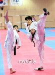 [MD포토] 이대훈,강보라 금빛 발차기 기대하세요