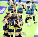 [MD포토] 현대건설 기선제압 성공하며 1세트 승리