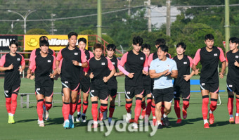 [MD포토] 올림픽축구대표팀 '기합 소리 가득한 훈련현장'