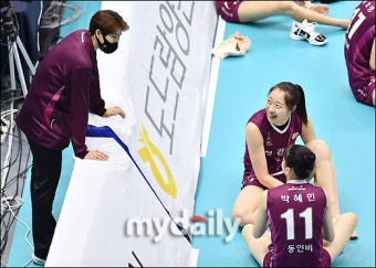 [MD포토] 이소영-박은진-박혜민, '졌지만 잘싸웠어'
